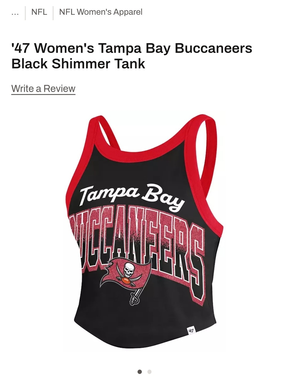 '47 Women's Tampa Bay Buccaneers Black Red Shimmer Tank